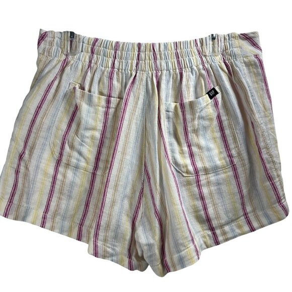 GAP Womens M Linen Blend Rainbow Shorts Slip On Elastic Waist 4 Pockets Vacation - Picture 2 of 8